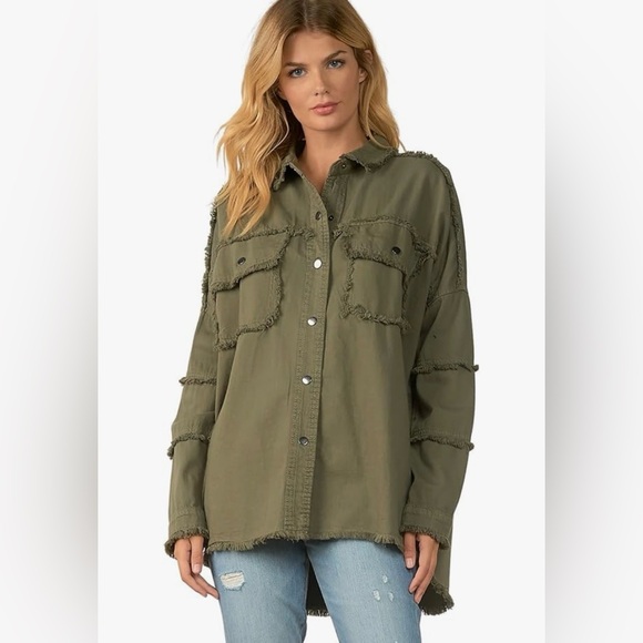 Elan Devan Olive Rock & Roll Shacket Sizes S, M, and L NWT - Picture 3 of 4